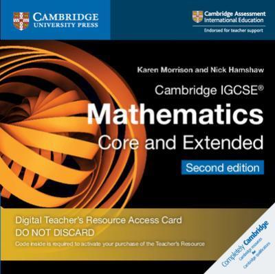 CAMBRIDGE IGCSE (R) MATHEMATICS CORE AND EXTENDED CAMBRIDGE ELEVATE TEACHER'S RESOURCE ACCESS CARD