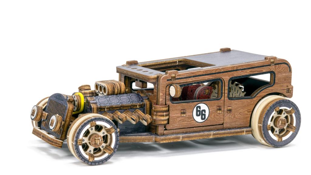 WOODEN.CITY - ΞΥΛΙΝΟ ΜΗΧΑΝΙΚΟ ΠΑΖΛ ΑΥΤΟΚΙΝΗΤΟ HOT ROD (LIMITED) (142 ΚΟΜΜΑΤΙΑ)